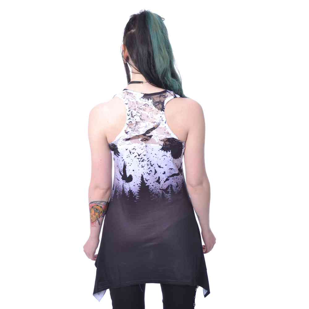 Vixxsin - CROW NIGHT LACE PANEL Ärmelloses Top - Schwarz/Weiß